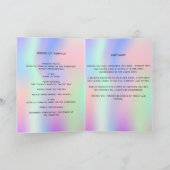 虹色のピンクとパープルの女の子らしい写真の葬儀プログラム サンキューカード (内部)