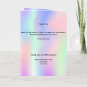 虹色のピンクとパープルの女の子らしい写真の葬儀プログラム サンキューカード (裏面)