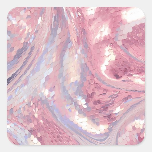 虹色のピンクとパープル スクエアシール (正面)