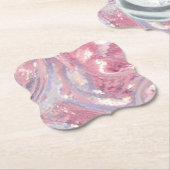 虹色のピンクとパープル ペーパーコースター (アングル)