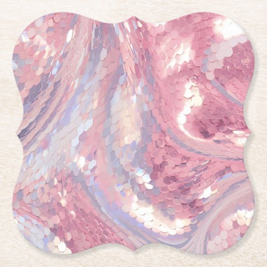 虹色のピンクとパープル ペーパーコースター (正面)