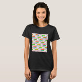 虹色のピンクの背景と猫 Tシャツ (正面フル)