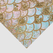 虹色のピンクの金ゴールドのグリッターの人魚の魚スケール 薄葉紙 (詳細)