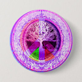 虹色のピースマーク 缶バッジ