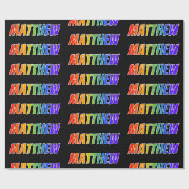 虹色のファーストネーム「MATTHEW」;楽しくカラフル ラッピングペーパー