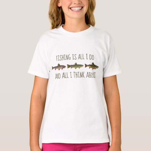 虹色のブラウンブルックトラウト釣りの引用 Tシャツ (正面)