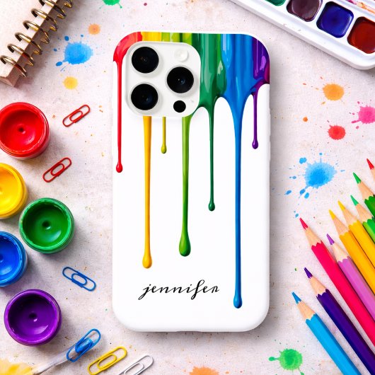 虹色のペイントモノグラム  iPhoneケース