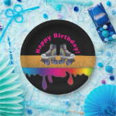 虹色のペンキのローラースケートで滑るの誕生会 ペーパープレート (パーティー)