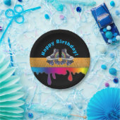 虹色のペンキのローラースケートで滑るの誕生会 ペーパープレート (パーティー)