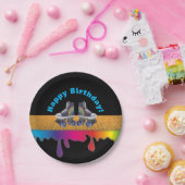 虹色のペンキのローラースケートで滑るの誕生会 ペーパープレート (パーティー)