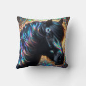 虹色のマネを持つ黒馬 クッション (裏面)