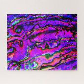 虹色のメタリックマーブルーグリーンパープルピンク ジグソーパズル (横)