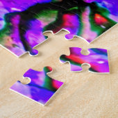虹色のメタリックマーブルーグリーンパープルピンク ジグソーパズル (側面)
