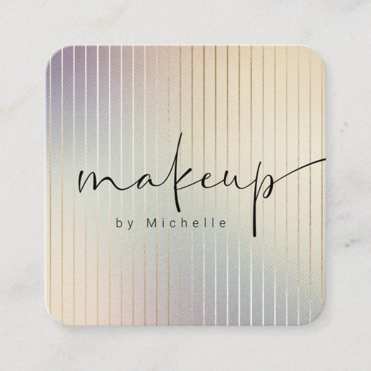 虹色のモダンメイクアップアーティスト スクエア名刺 (正面)