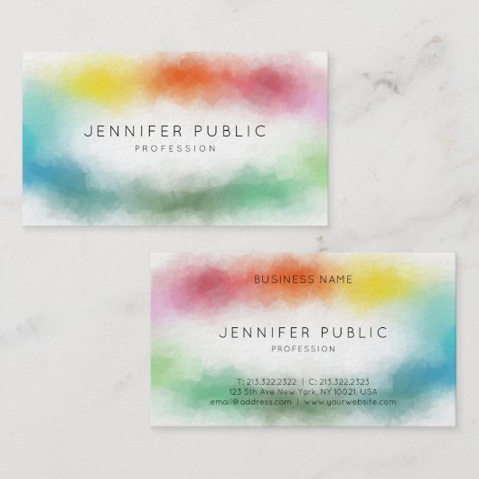 虹色のモダン抽象芸術カラフルテンプレート 名刺 (正面/裏面)