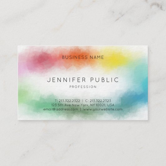 虹色のモダン抽象芸術カラフルテンプレート 名刺 (裏面)