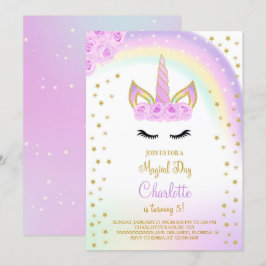 虹色のユニコーンのパープルの招待状 招待状