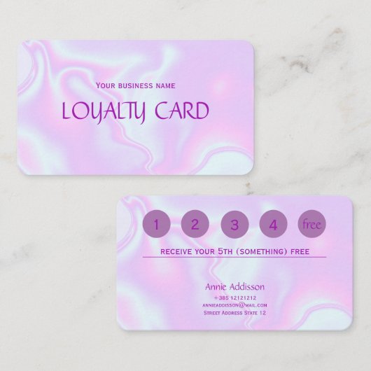 虹色のユニコーンの皮のフェイクなレーザー光線写真質 ロイヤリティカード (正面/裏面)