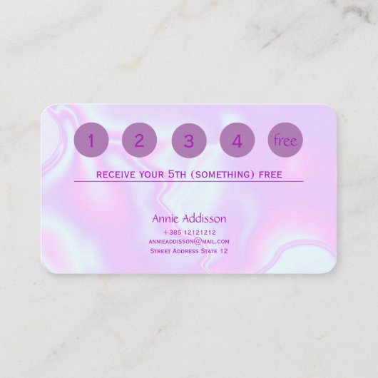 虹色のユニコーンの皮のフェイクなレーザー光線写真質 ロイヤリティカード (裏面)