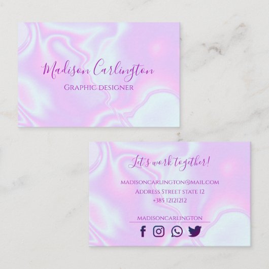 虹色のユニコーンの皮のフェイクなレーザー光線写真質 名刺 (正面/裏面)