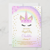 虹色のユニコーンの紫の招待状 招待状 (正面)