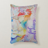 虹色のユニコーン 水彩クッション アクセントクッション (正面(垂直))