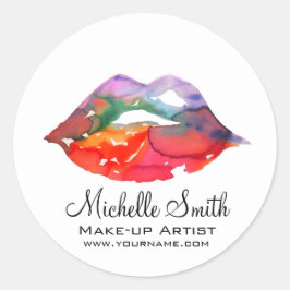 **虹色のリップ 水彩画の美しさ メイクアップ** ラウンドシール