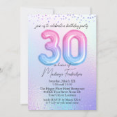 虹色のレインボーバルーン 30歳の誕生日 招待状 (正面)
