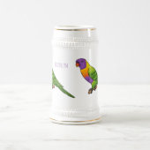 虹色のロリキートの鳥のイラスト ビールジョッキ (中央)