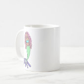 虹色の人魚 ピンク 青 紫 緑 黒 カーリー コーヒーマグカップ (正面左)