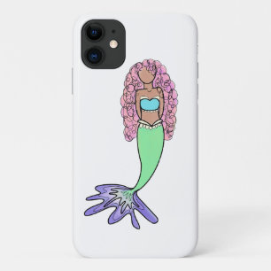 虹色の人魚 ピンク 青 紫 緑 黒 カーリー iPhone 11 ケース