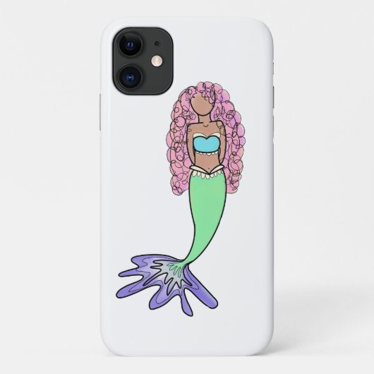 虹色の人魚 ピンク 青 紫 緑 黒 カーリー Case-Mate iPhoneケース (裏面)
