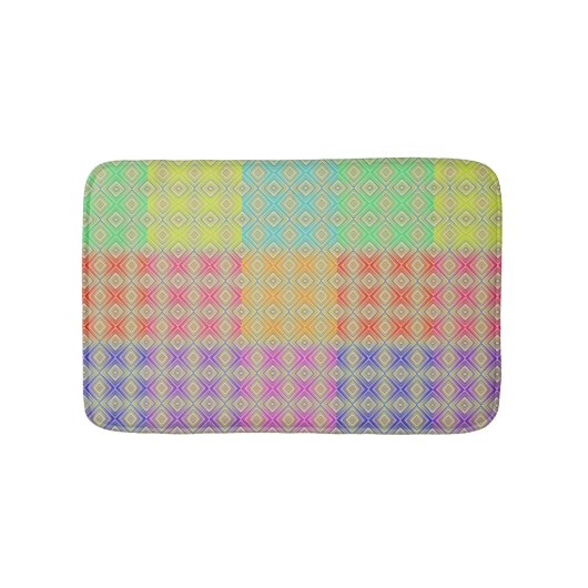 虹色の代替ダイヤモンドパターンの色 バスマット (正面)