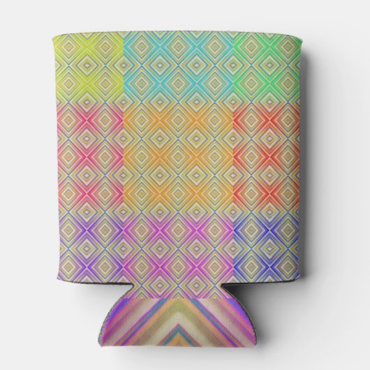 虹色の代替ダイヤモンドパターンの色 缶クーラー (裏面)