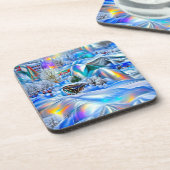 虹色の光を持つ超現実的な冬のワンダーランド コースター (左側)