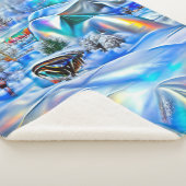 虹色の光を持つ超現実的な冬のワンダーランド シェルパブランケット (3/4)