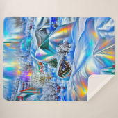 虹色の光を持つ超現実的な冬のワンダーランド シェルパブランケット (正面(横))