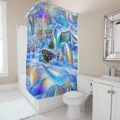 虹色の光を持つ超現実的な冬のワンダーランド シャワーカーテン (インサイチュ)