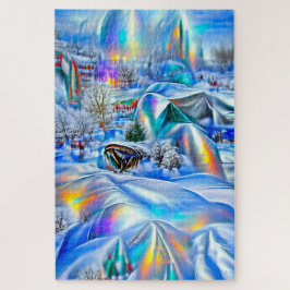 虹色の光を持つ超現実的な冬のワンダーランド ジグソーパズル
