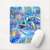 虹色の光を持つ超現実的な冬のワンダーランド マウスパッド (マウス)