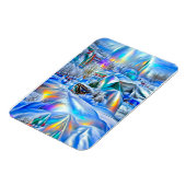 虹色の光を持つ超現実的な冬のワンダーランド マグネット (左側)