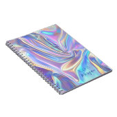 虹色の光沢のあるメタリック生地の日付、スクリプト名 ノートブック (右側)