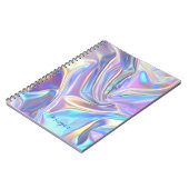 虹色の光沢のあるメタリック生地、スクリプト名 ノートブック (左側)