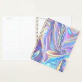 虹色の光沢のあるメタリック生地、スクリプト名 プランナー手帳 (ディスプレー)