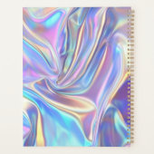 虹色の光沢のあるメタリック生地、スクリプト名 プランナー手帳 (裏面)