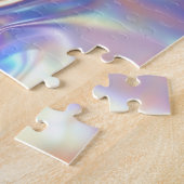 虹色の光沢のあるメタリック生地、ティール(緑がかった色)金ゴールド紫 ジグソーパズル (側面)
