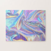 虹色の光沢のあるメタリック生地、ティール(緑がかった色)金ゴールド紫 ジグソーパズル (横)