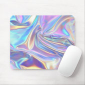 虹色の光沢のあるメタリック生地、ティール(緑がかった色)金ゴールド紫 マウスパッド (マウス)