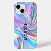 虹色の光沢のあるメタリック生地、大きな黒の名前 Case-Mate iPhoneケース (裏面)