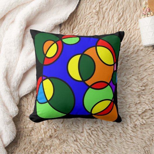 虹色の円 クッション (ブランケット)